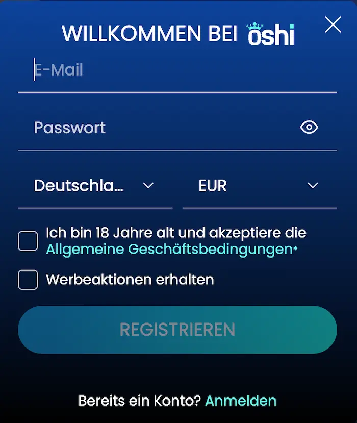 Oshi Anmeldung reg