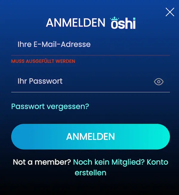 Oshi Casino Deutschland login